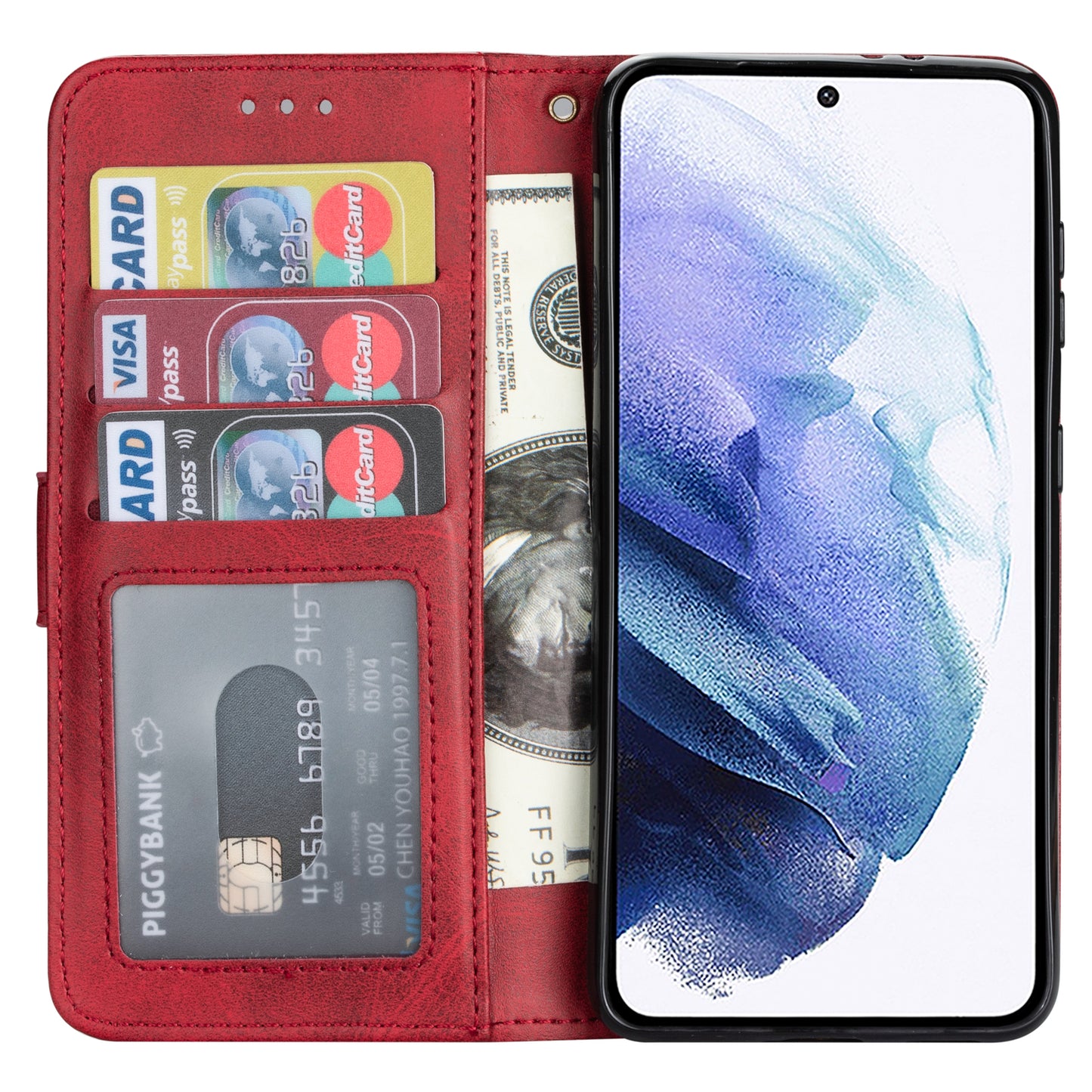 For Samsung Galaxy A16 4G / 5G Case Anti-Scratch Zipper Wallet Leather Phone Cover - Red