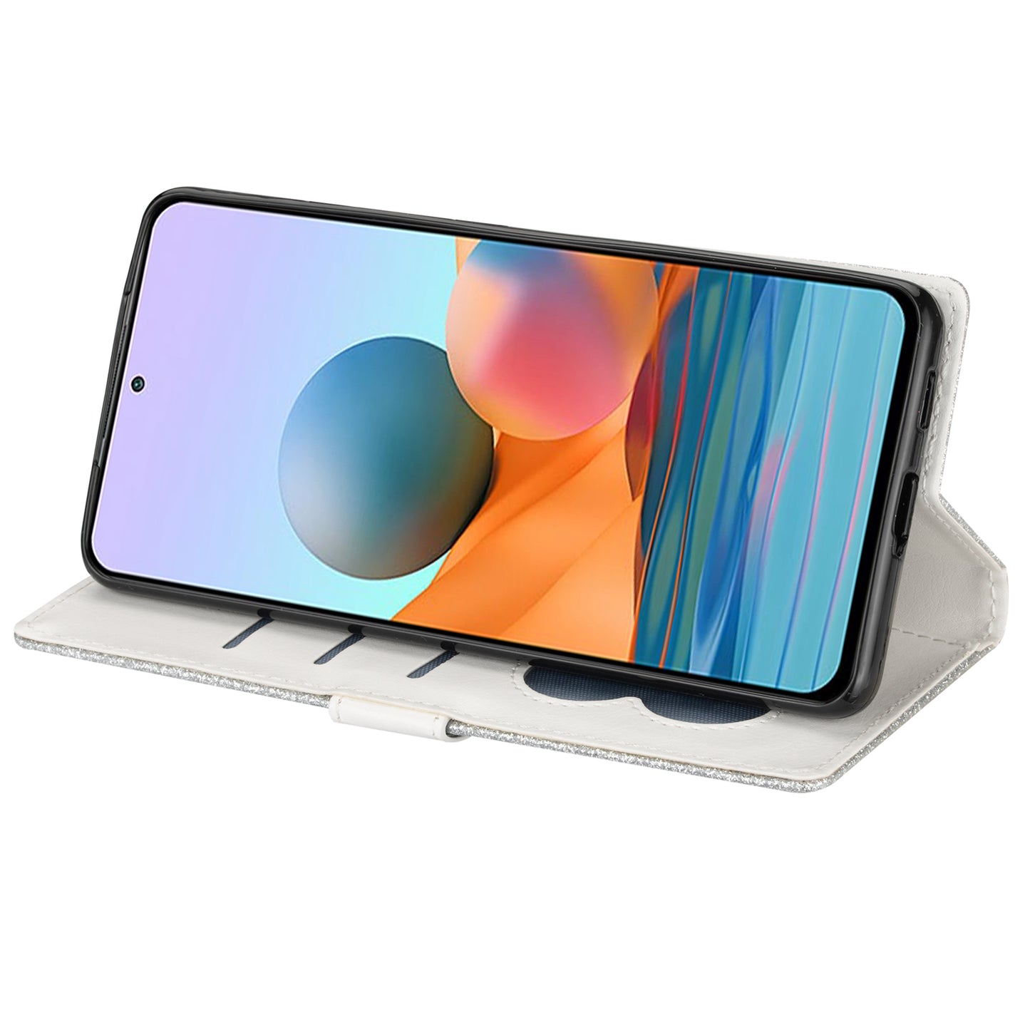 For Samsung Galaxy A16 5G / 4G Stand Case Glitter Phone Leather Cover Zipper Pocket - Silver