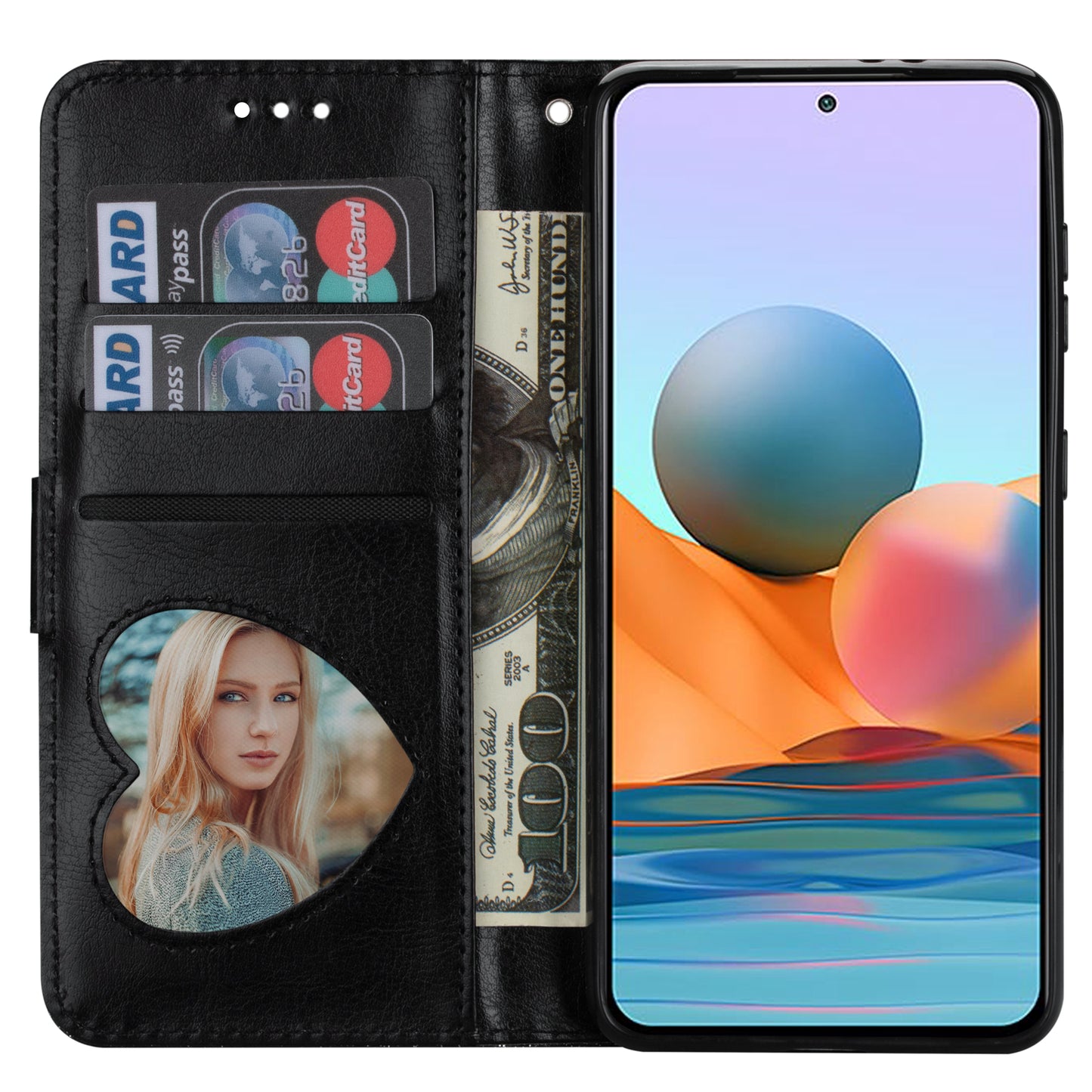 For Samsung Galaxy A16 5G / 4G Stand Case Glitter Phone Leather Cover Zipper Pocket - Black