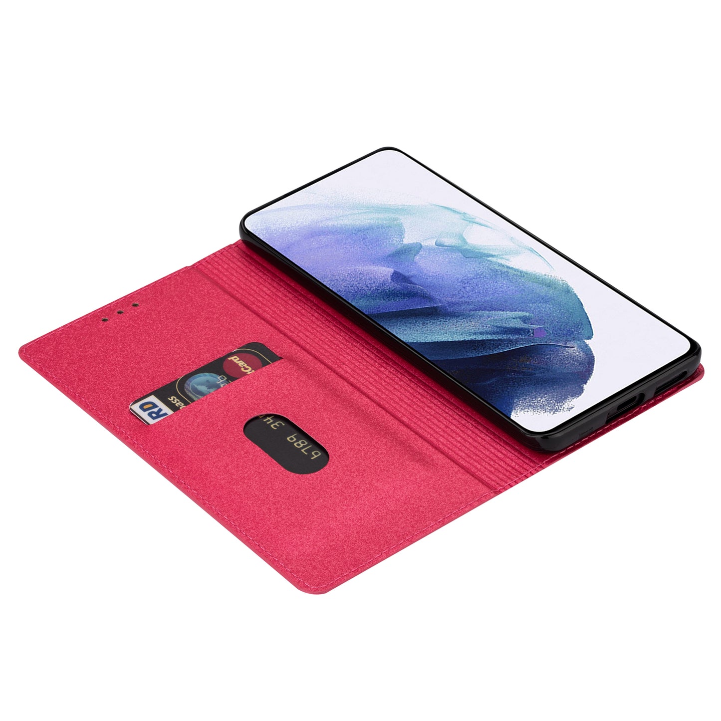 For Samsung Galaxy A16 5G / 4G Case Glittery PU Leather+TPU Card Slot Phone Cover - Rose