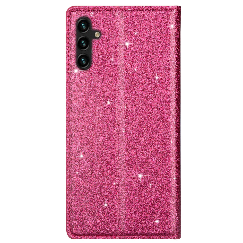For Samsung Galaxy A16 5G / 4G Case Glittery PU Leather+TPU Card Slot Phone Cover - Rose