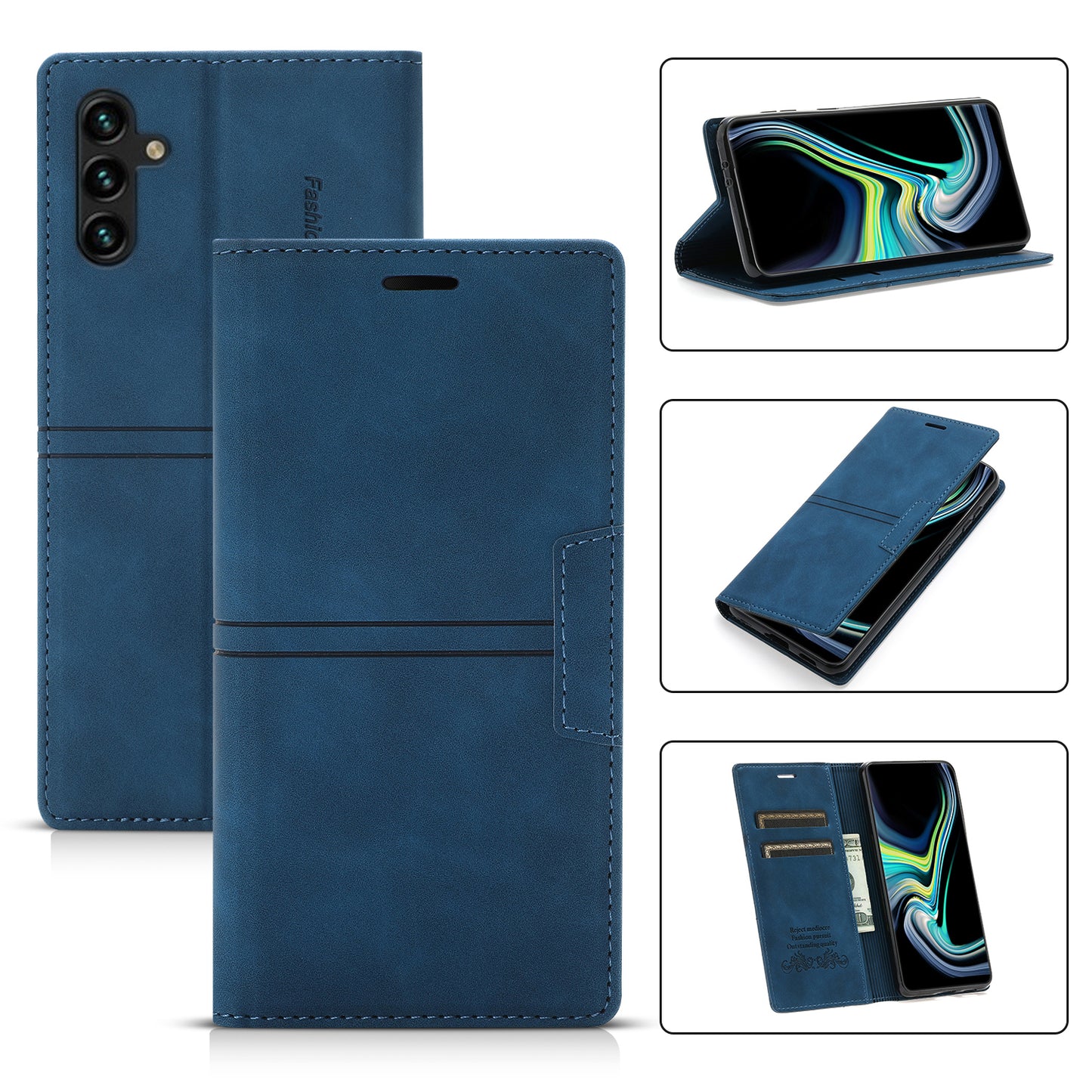 For Samsung Galaxy A16 4G / 5G Wallet Case Magnetic Closing Leather Phone Cover - Blue