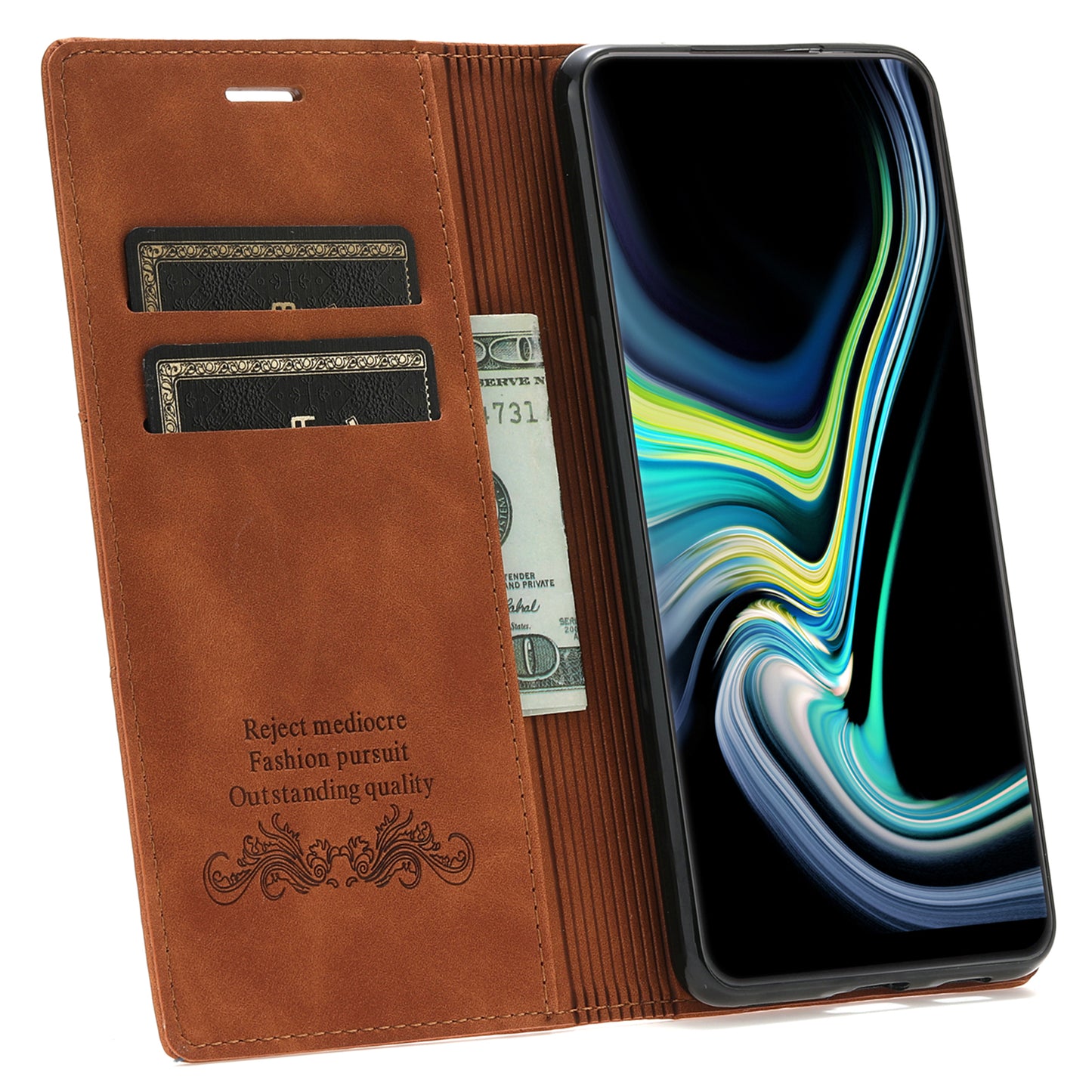 For Samsung Galaxy A16 4G / 5G Wallet Case Magnetic Closing Leather Phone Cover - Brown