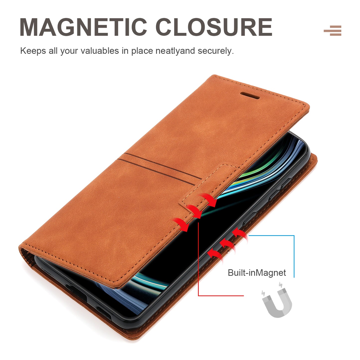 For Samsung Galaxy A16 4G / 5G Wallet Case Magnetic Closing Leather Phone Cover - Brown