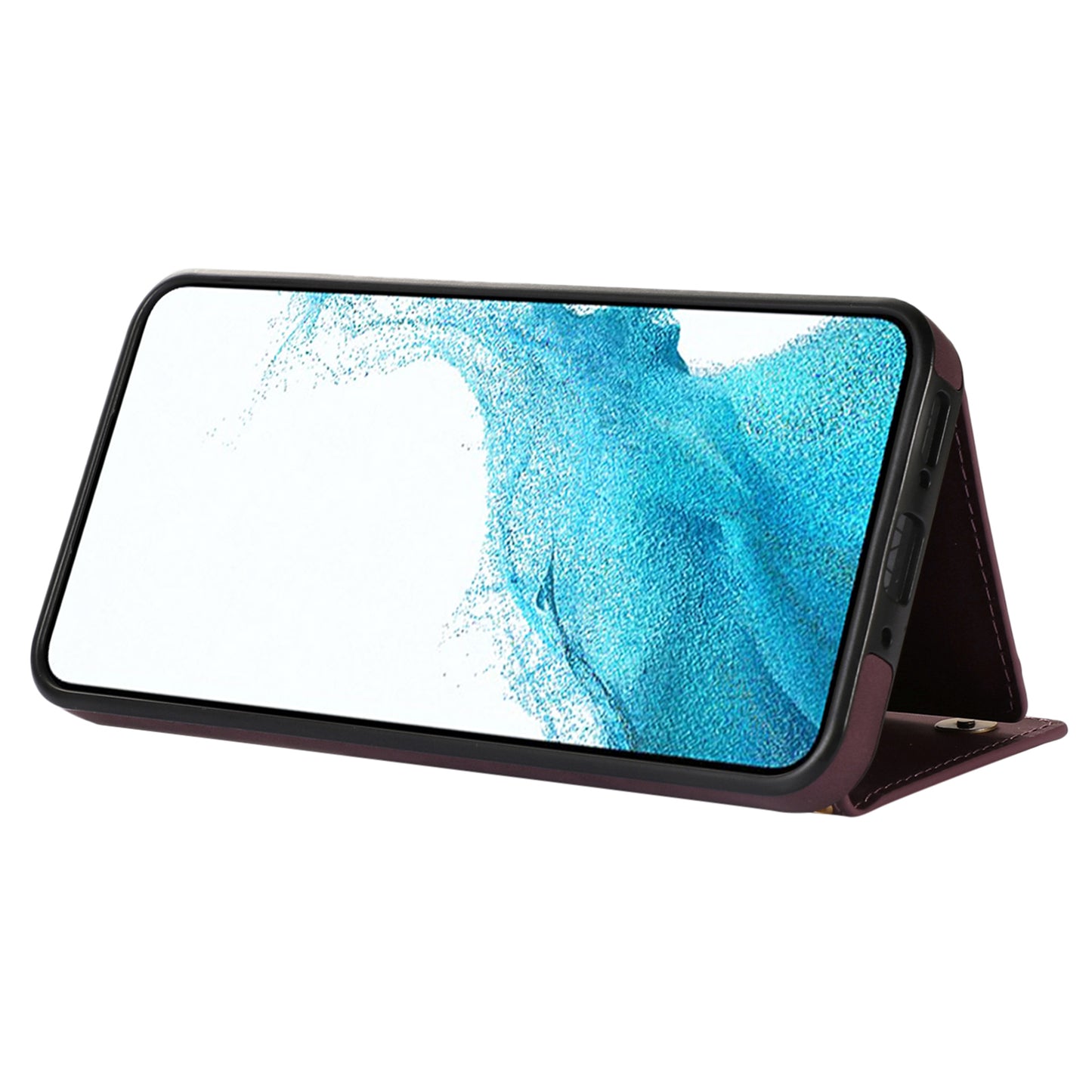 For Samsung Galaxy A16 5G / 4G Case Wallet RFID Blocking TPU Leather Phone Cover with Lanyard - Red