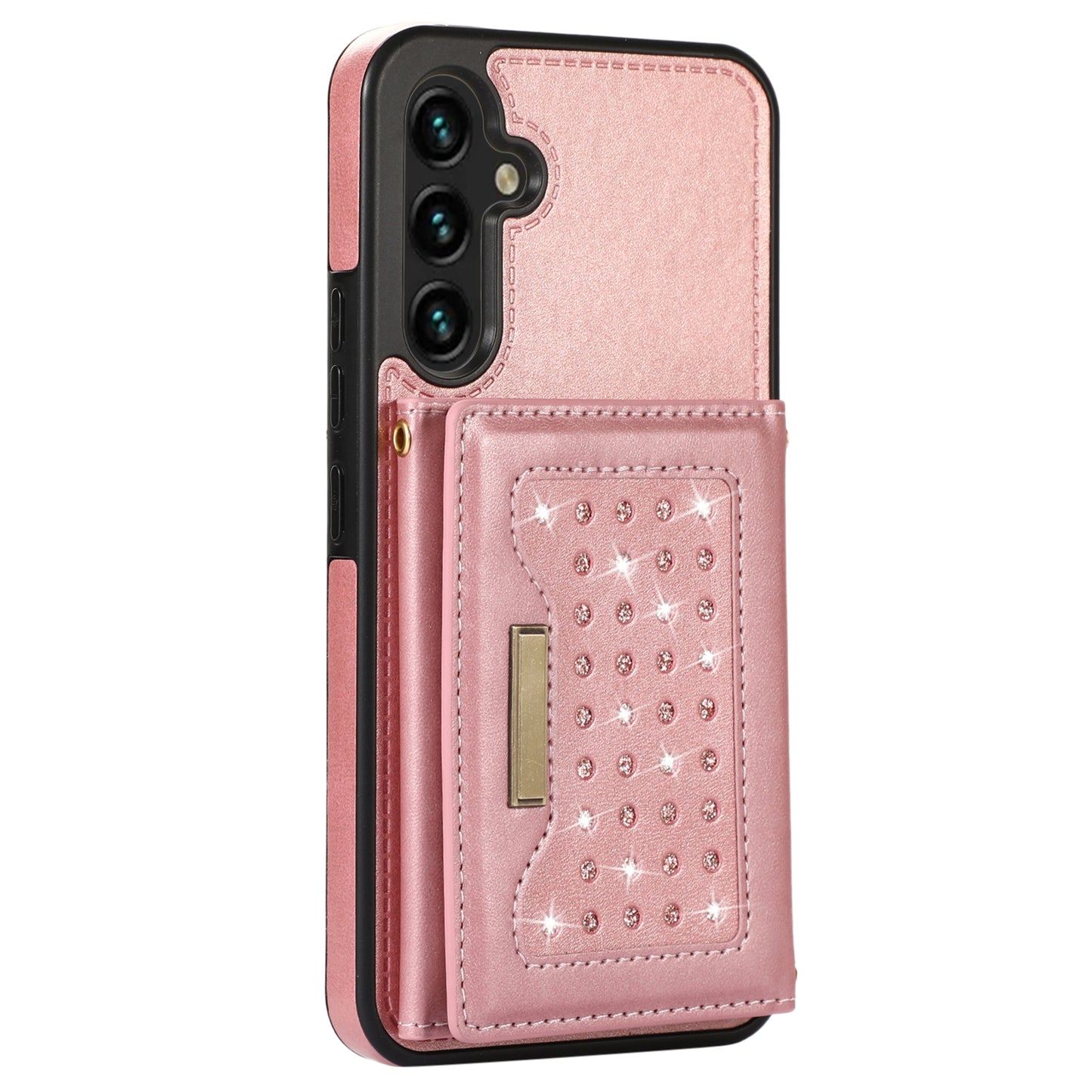 For Samsung Galaxy A16 5G / 4G Case Wallet RFID Blocking TPU Leather Phone Cover with Lanyard - Rose Gold