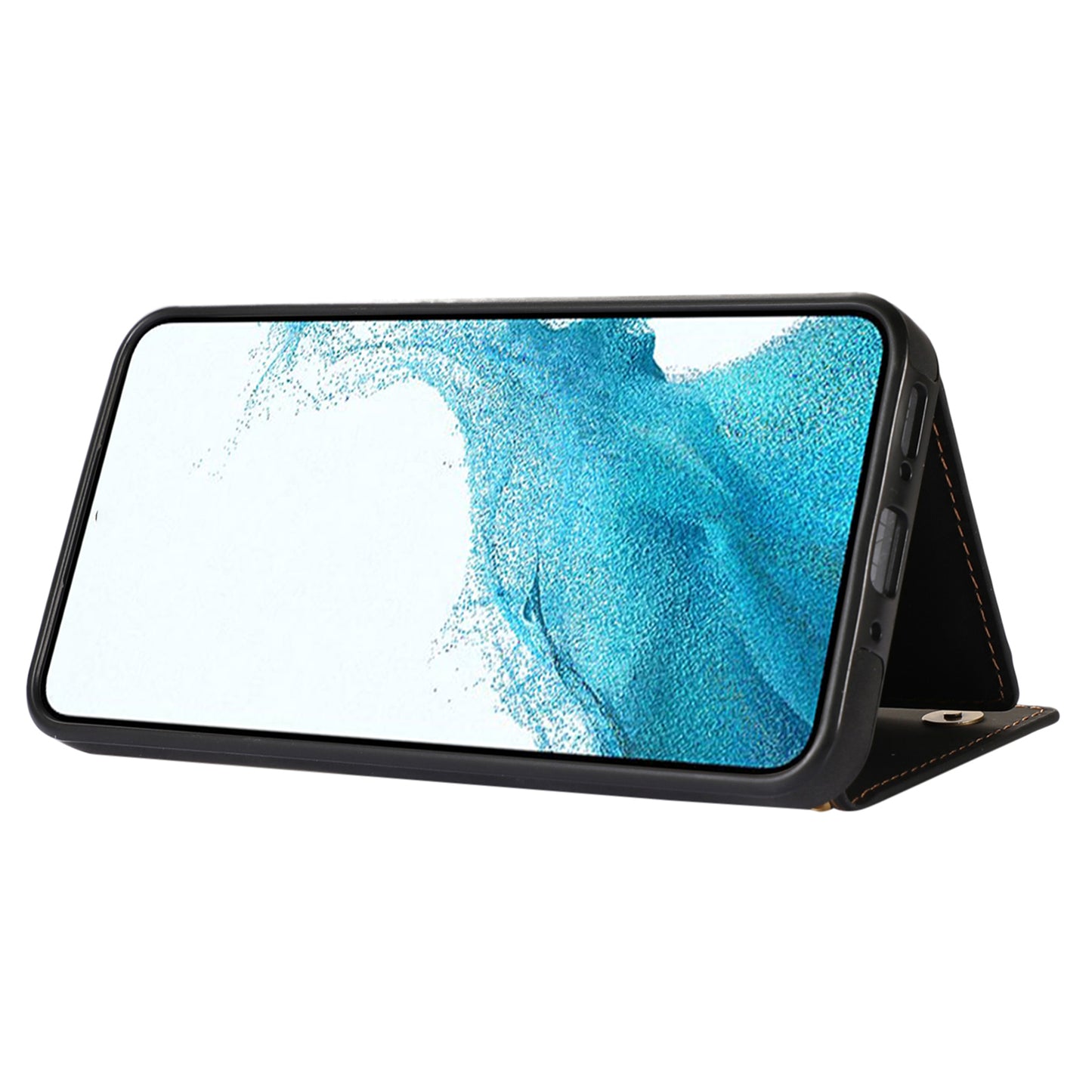 For Samsung Galaxy A16 5G / 4G Case Wallet RFID Blocking TPU Leather Phone Cover with Lanyard - Black