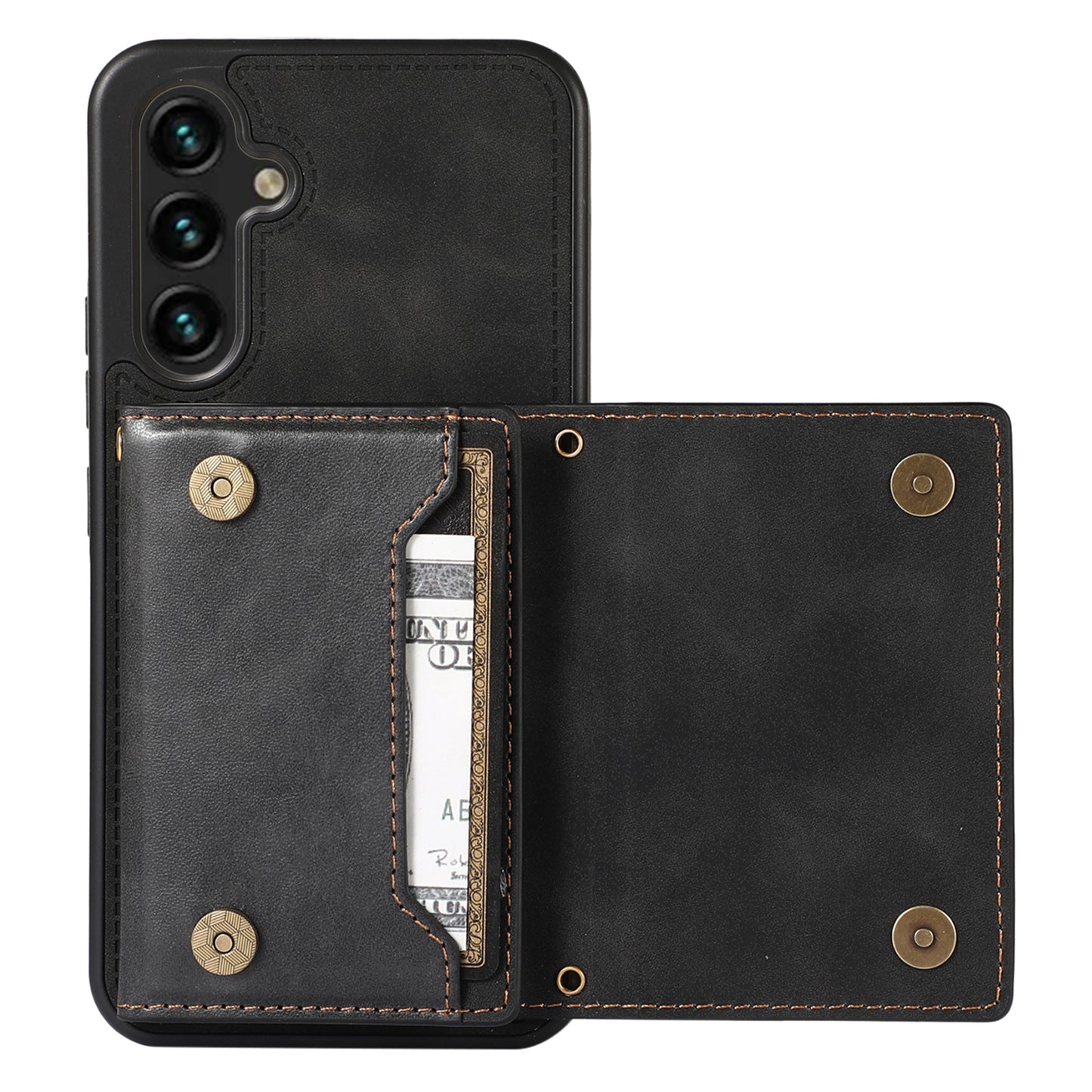 For Samsung Galaxy A16 5G / 4G Case Wallet RFID Blocking TPU Leather Phone Cover with Lanyard - Black