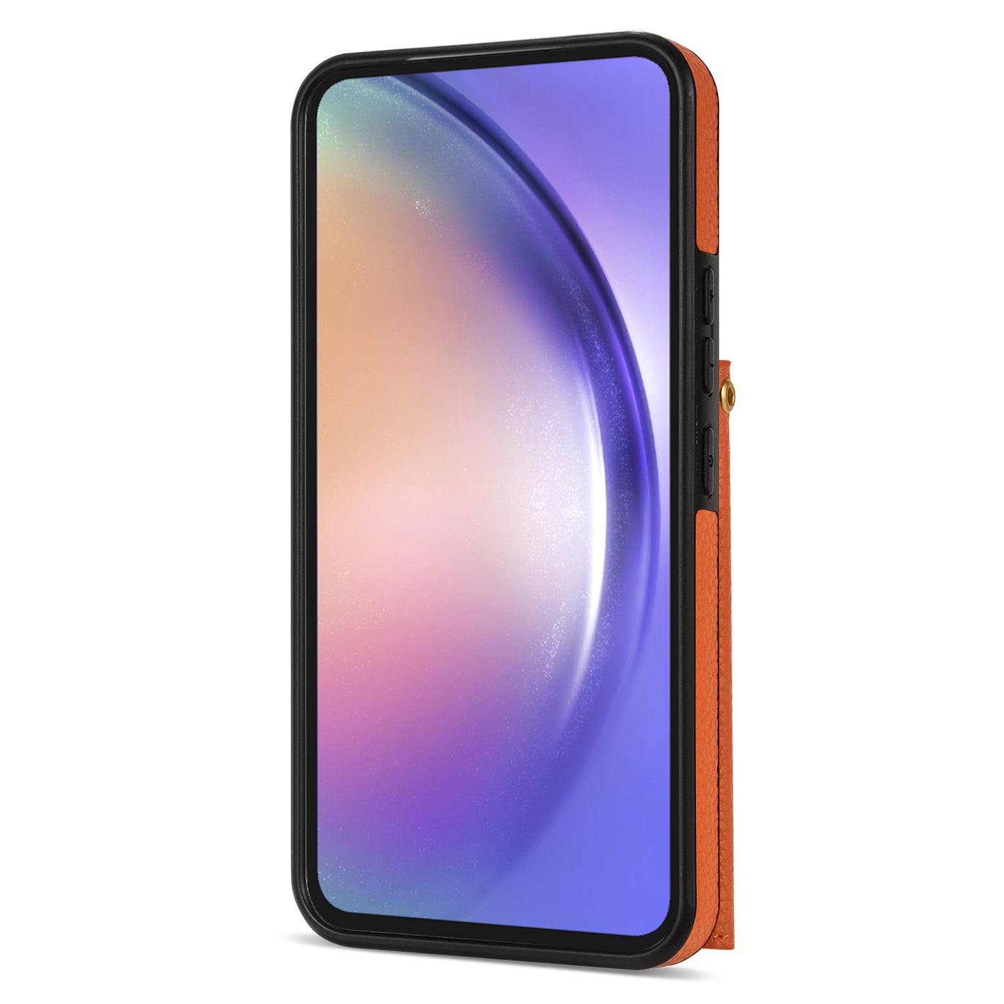 For Samsung Galaxy A16 4G / 5G Case Card Slots PU+TPU Cell Phone Cover with Long Strap - Orange