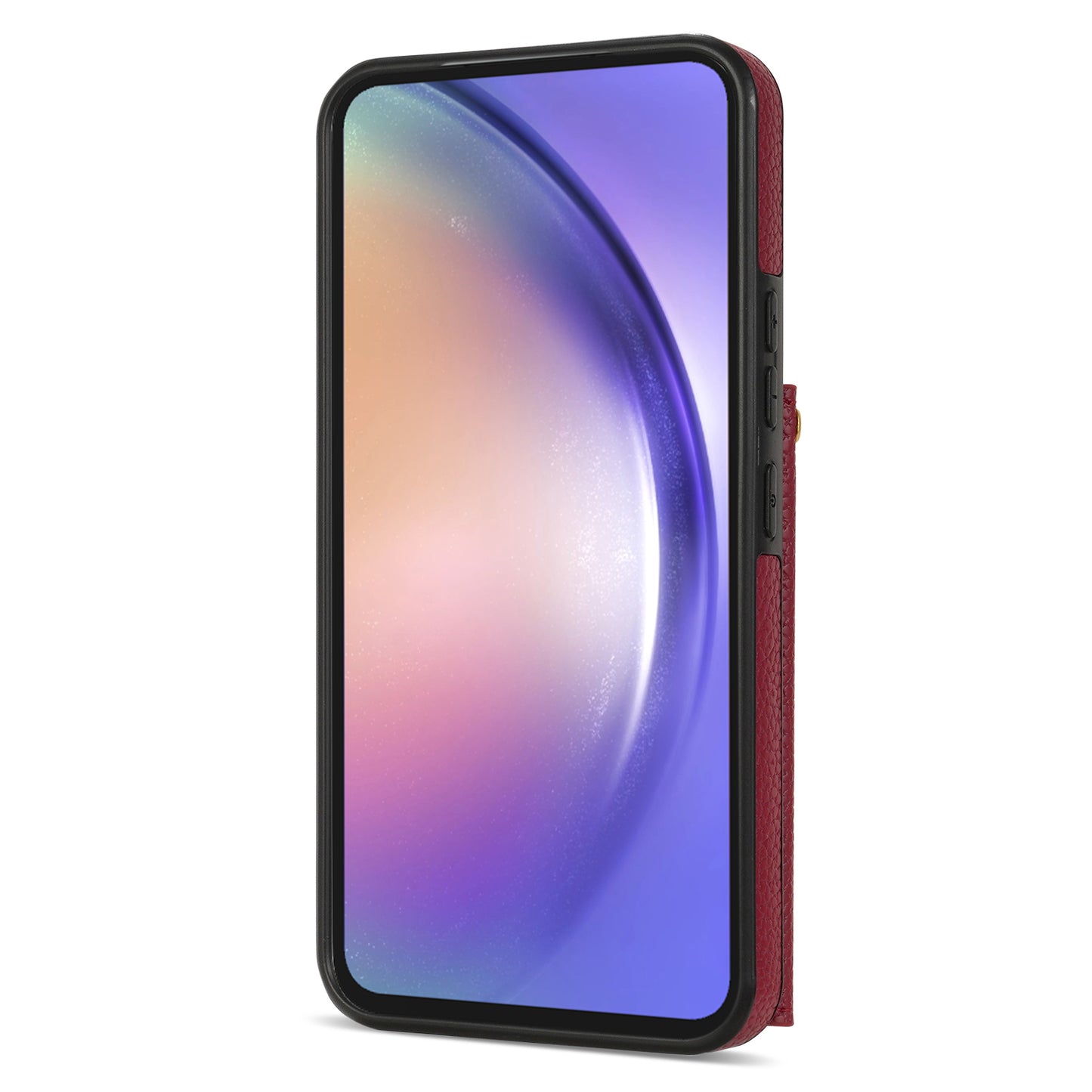 For Samsung Galaxy A16 4G / 5G Case Card Slots PU+TPU Cell Phone Cover with Long Strap - Wine Red