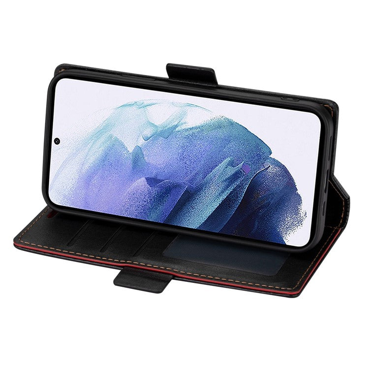 N.BEKUS For Samsung Galaxy S25 Ultra Leather Case Skin Touch Stand Wallet Phone Cover - Black