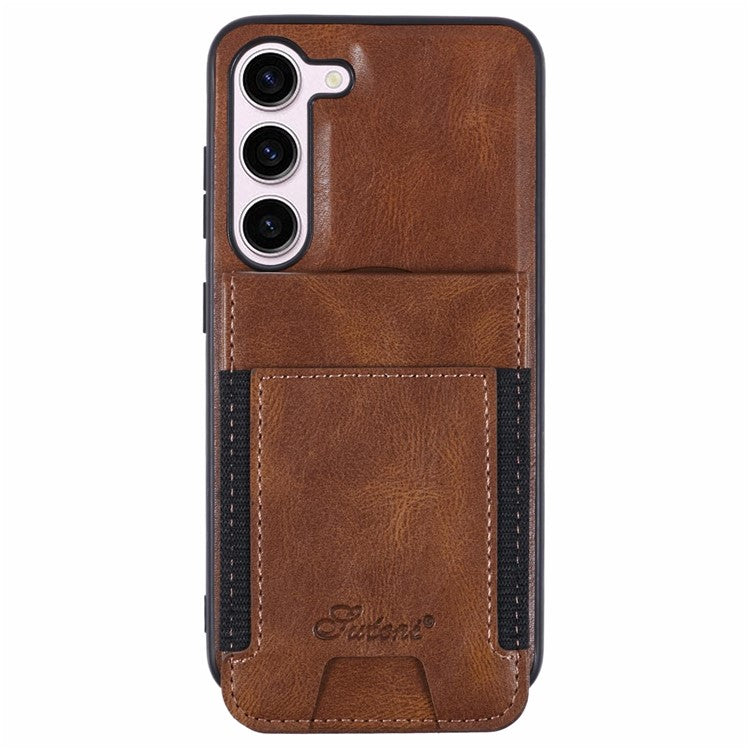 SUTENI H17 For Samsung Galaxy S23+ Case Compatible with MagSafe Card Holder Kickstand Phone Cover - Brown