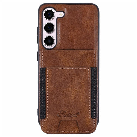 SUTENI H17 For Samsung Galaxy S23+ Case Compatible with MagSafe Card Holder Kickstand Phone Cover - Brown