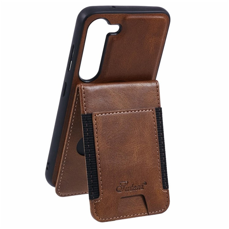 SUTENI H17 For Samsung Galaxy S23+ Case Compatible with MagSafe Card Holder Kickstand Phone Cover - Brown