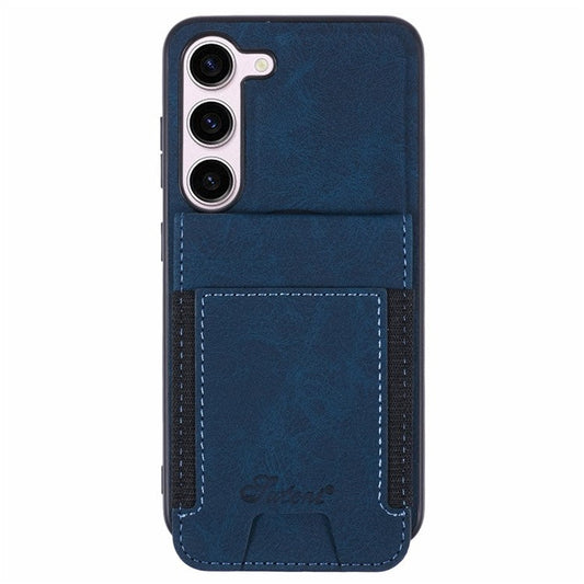 SUTENI H17 For Samsung Galaxy S23+ Magnetic Case Card Slots Leather+TPU Kickstand Phone Cover - Blue