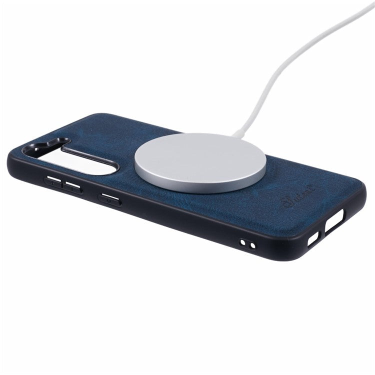 SUTENI H17 For Samsung Galaxy S23+ Magnetic Case Card Slots Leather+TPU Kickstand Phone Cover - Blue