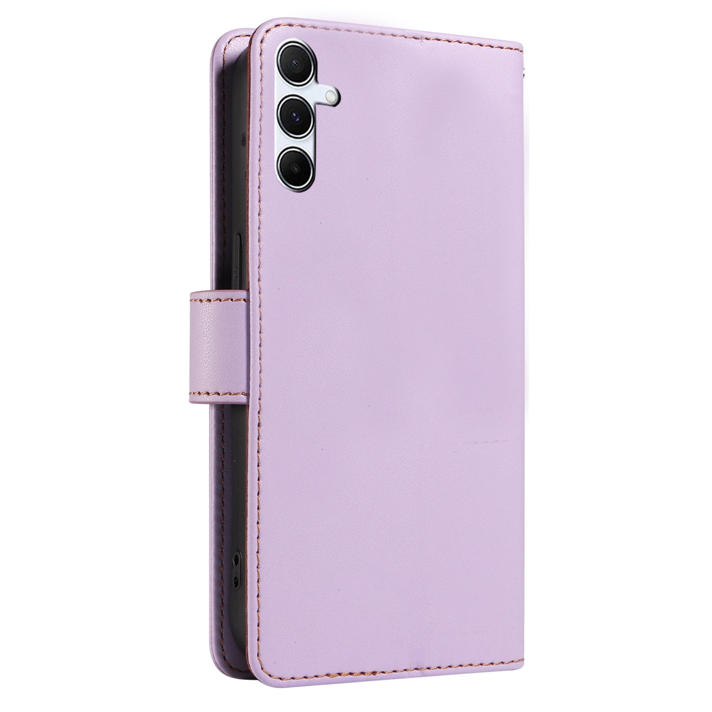 For Samsung Galaxy A16 4G / 5G Case RFID Blocking PU Leather Wallet Flip Phone Cover with Wrist Strap - Lavender Purple