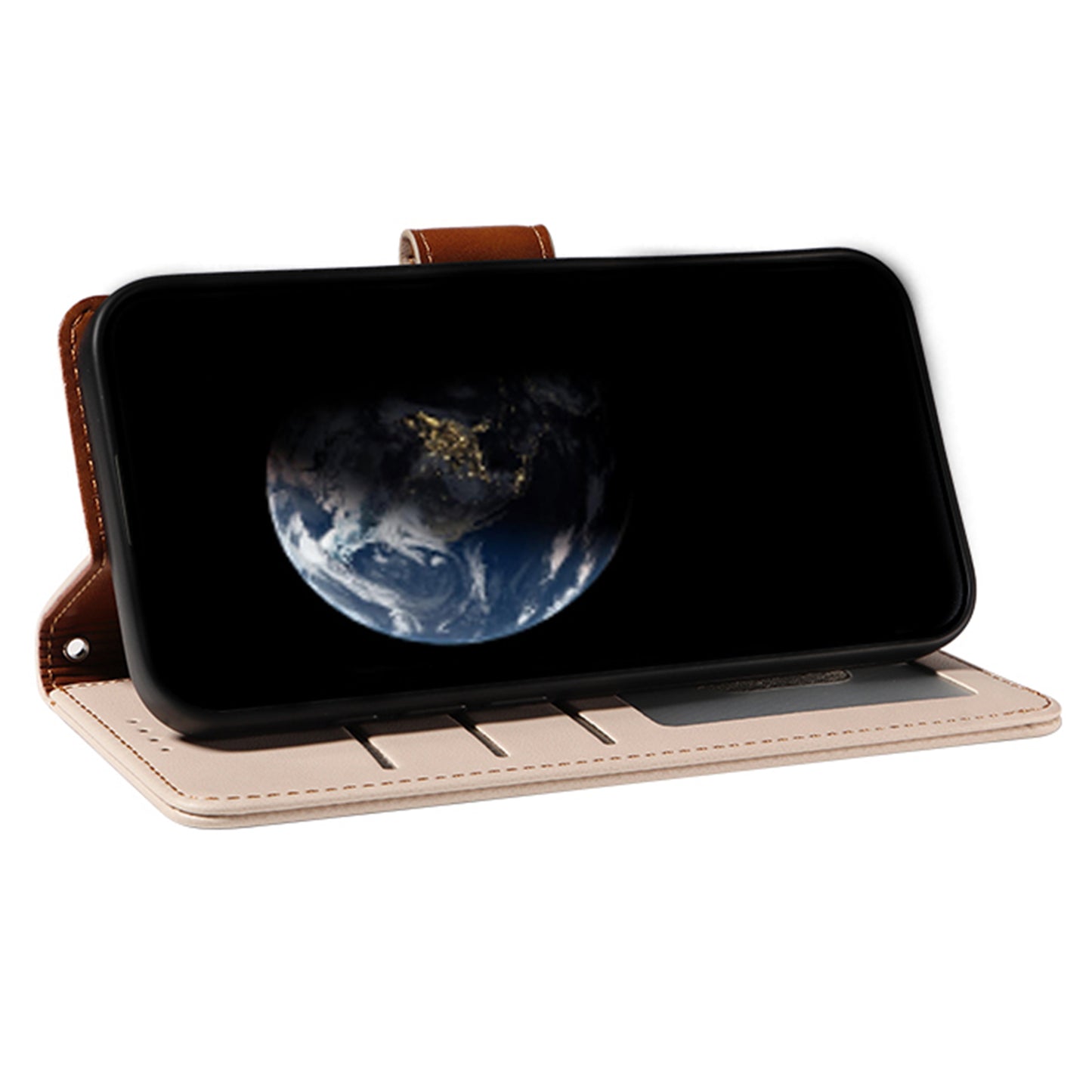 For Samsung Galaxy A16 4G / 5G Case RFID Blocking PU Leather Wallet Flip Phone Cover with Wrist Strap - Apricot