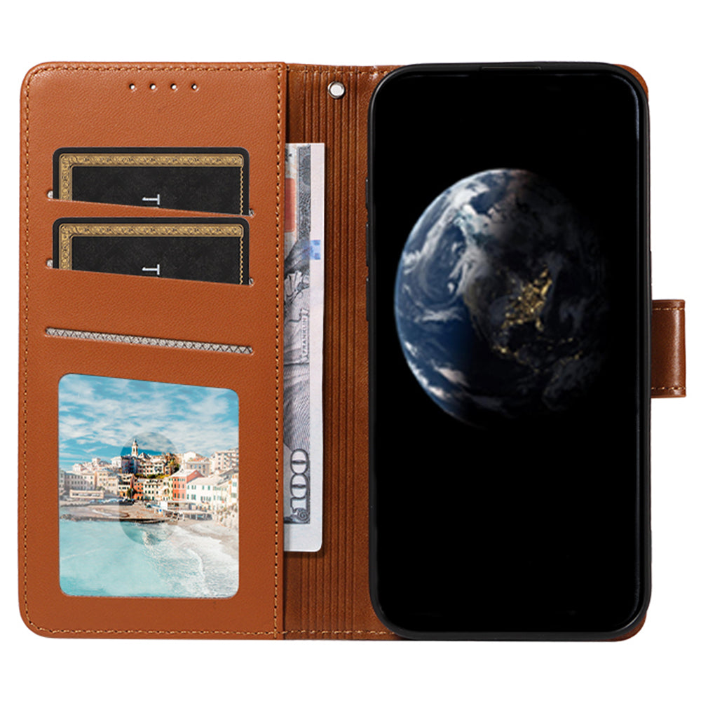 For Samsung Galaxy A16 4G / 5G Case RFID Blocking PU Leather Wallet Flip Phone Cover with Wrist Strap - Light Brown