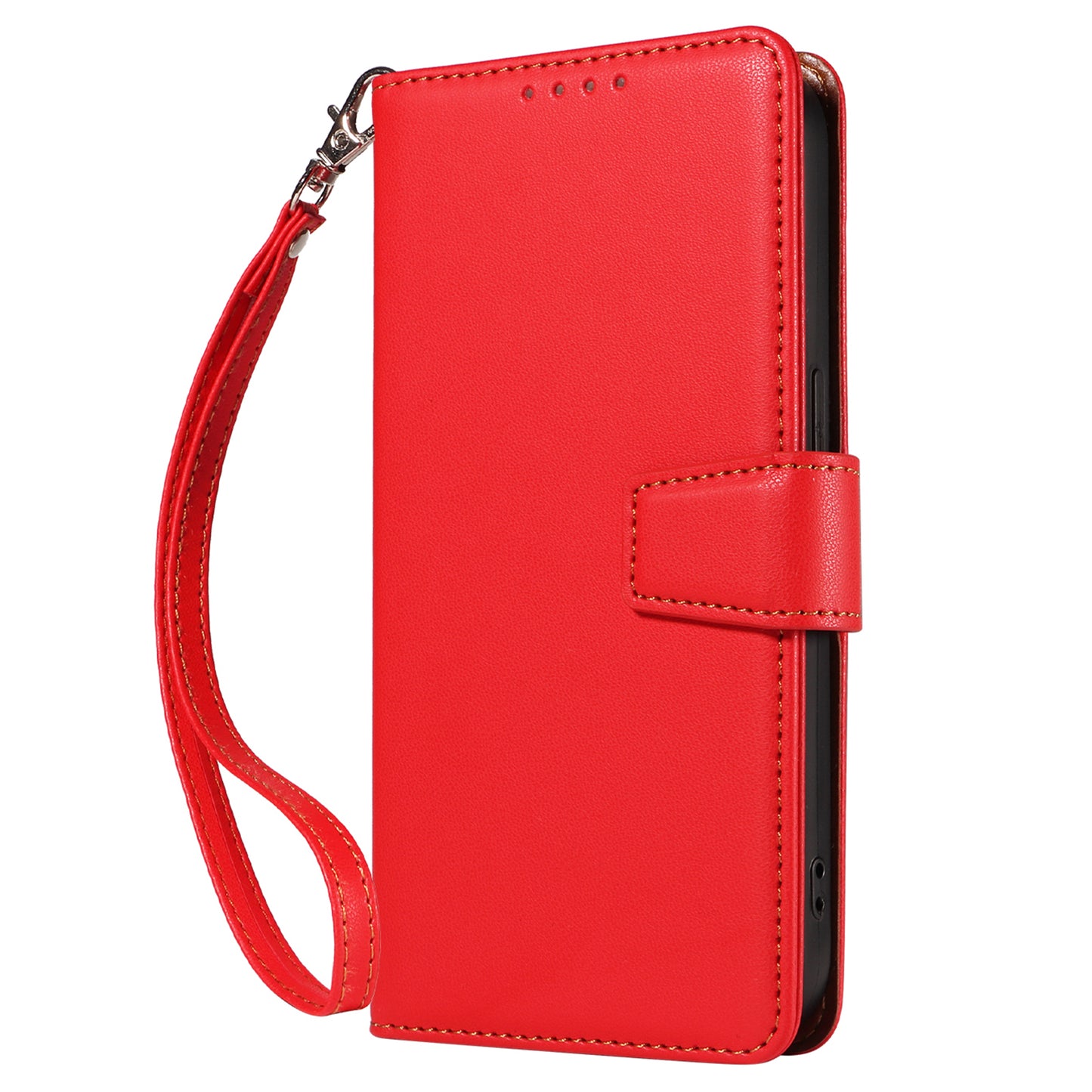 For Samsung Galaxy A16 4G / 5G Case RFID Blocking PU Leather Wallet Flip Phone Cover with Wrist Strap - Red