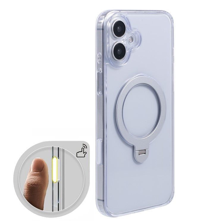 For iPhone 16 Case Magnetic Kickstand PC+TPU Clear Phone Cover with Camera Control Button
