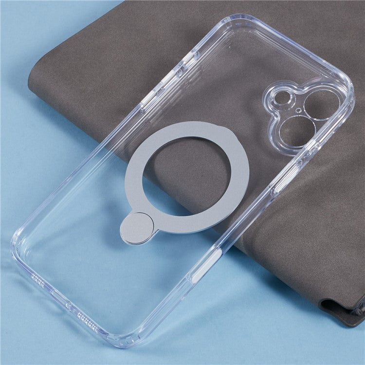 For iPhone 16 Case Magnetic Kickstand PC+TPU Clear Phone Cover with Camera Control Button