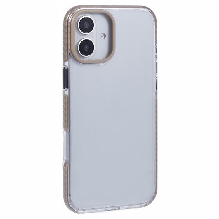 For iPhone 16 Clear Case TPU+PC Shockproof Phone Back Cover - Khaki