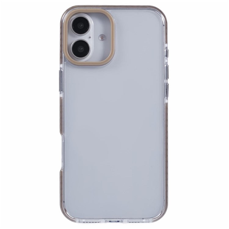 For iPhone 16 Clear Case TPU+PC Shockproof Phone Back Cover - Khaki