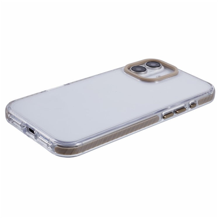For iPhone 16 Clear Case TPU+PC Shockproof Phone Back Cover - Khaki