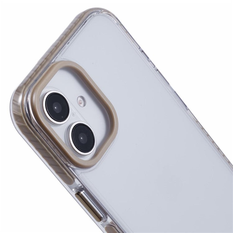 For iPhone 16 Clear Case TPU+PC Shockproof Phone Back Cover - Khaki