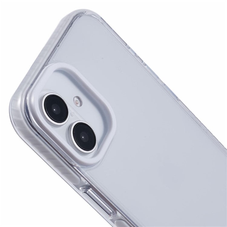 For iPhone 16 Clear Case TPU+PC Shockproof Phone Back Cover - White