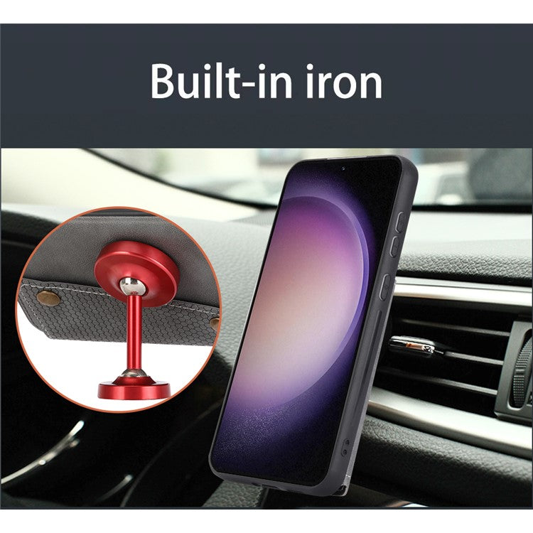 For Samsung Galaxy S25+ Case Card Slots Kickstand Leather + TPU Phone Cover - Grey