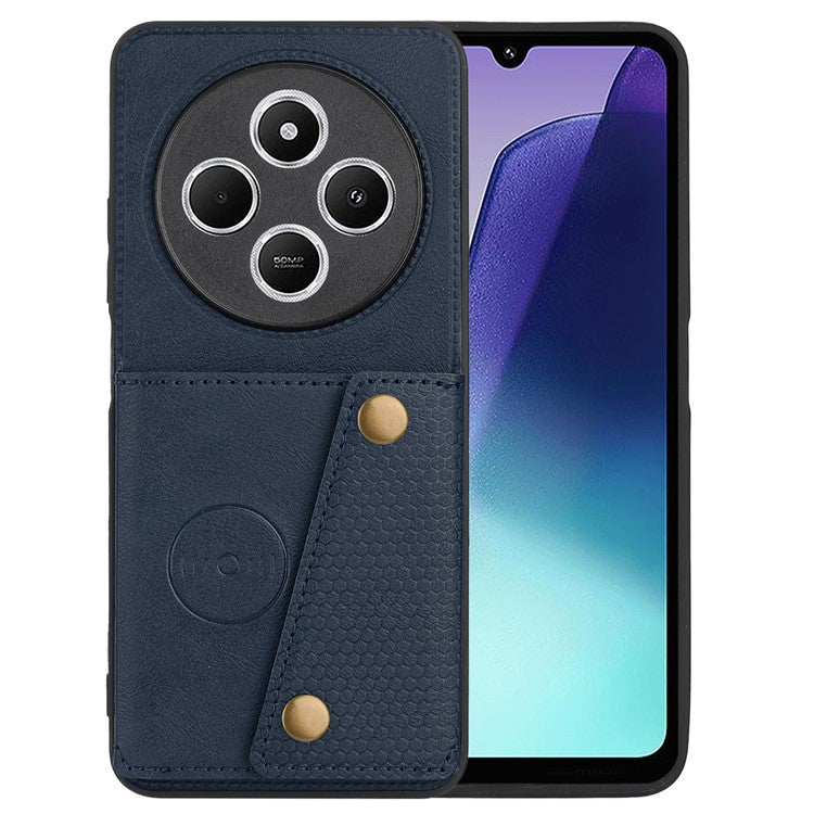 For Xiaomi Poco C75 4G / Redmi 14R 5G / 14C 4G Case Card Slots Kickstand Leather + TPU Phone Cover - Blue