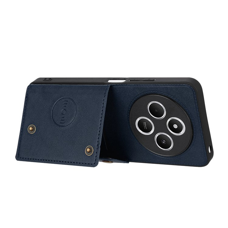 For Xiaomi Poco C75 4G / Redmi 14R 5G / 14C 4G Case Card Slots Kickstand Leather + TPU Phone Cover - Blue