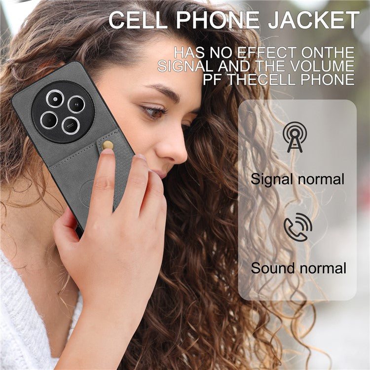 For Xiaomi Poco C75 4G / Redmi 14R 5G / 14C 4G Case Card Slots Kickstand Leather + TPU Phone Cover - Grey