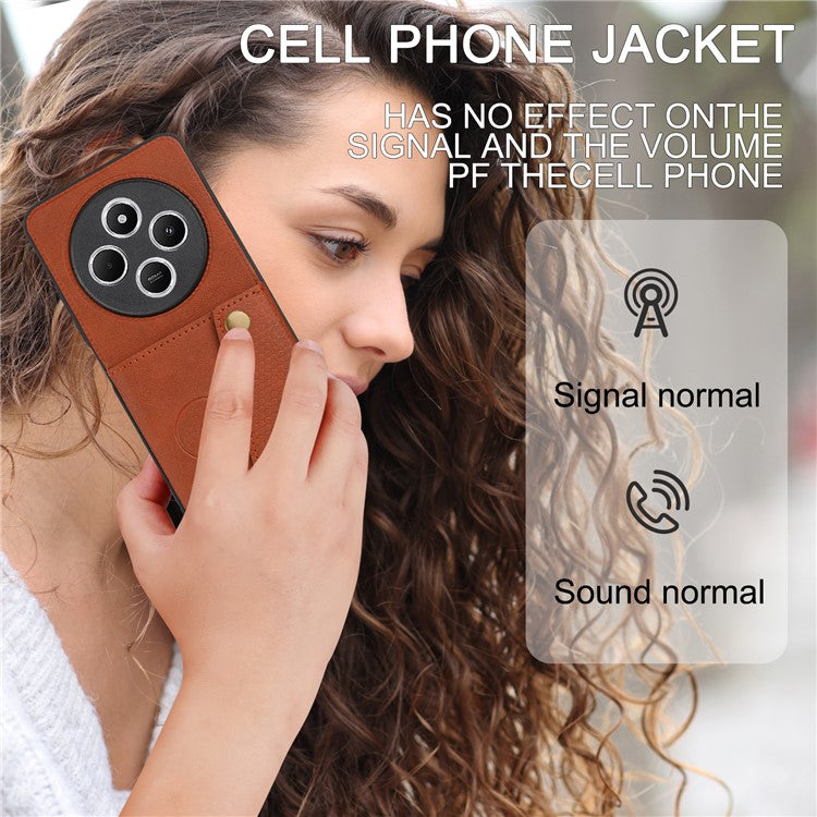 For Xiaomi Poco C75 4G / Redmi 14R 5G / 14C 4G Case Card Slots Kickstand Leather + TPU Phone Cover - Brown