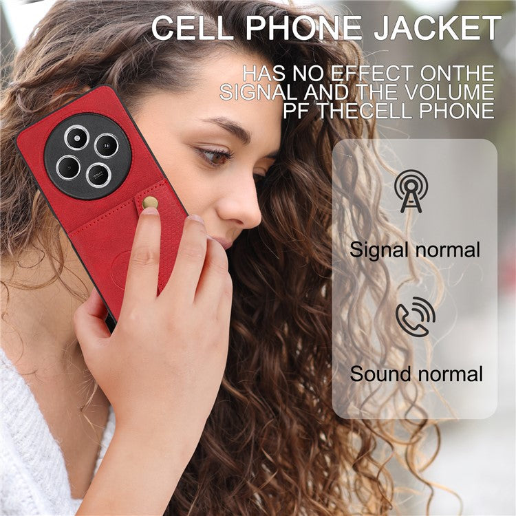 For Xiaomi Poco C75 4G / Redmi 14R 5G / 14C 4G Case Card Slots Kickstand Leather + TPU Phone Cover - Red