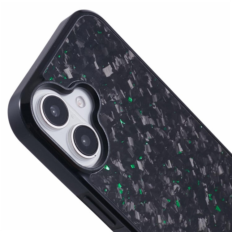 For iPhone 16 Plus Magnetic Case Forged Texture Aramid Fiber+TPU Anti-Slip Phone Cover - Green