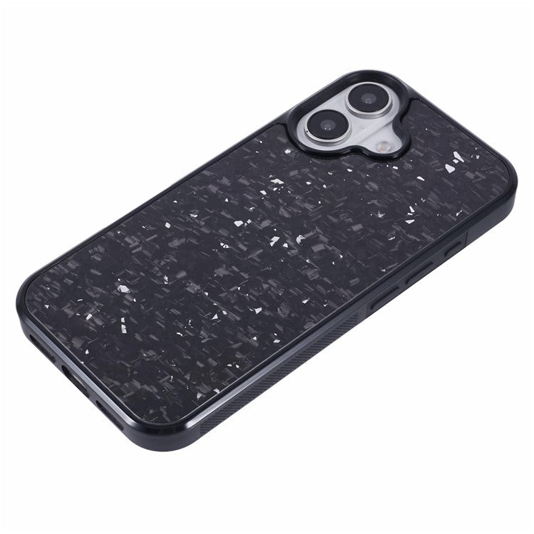 For iPhone 16 Plus Magnetic Case Forged Texture Aramid Fiber+TPU Anti-Slip Phone Cover - Silver