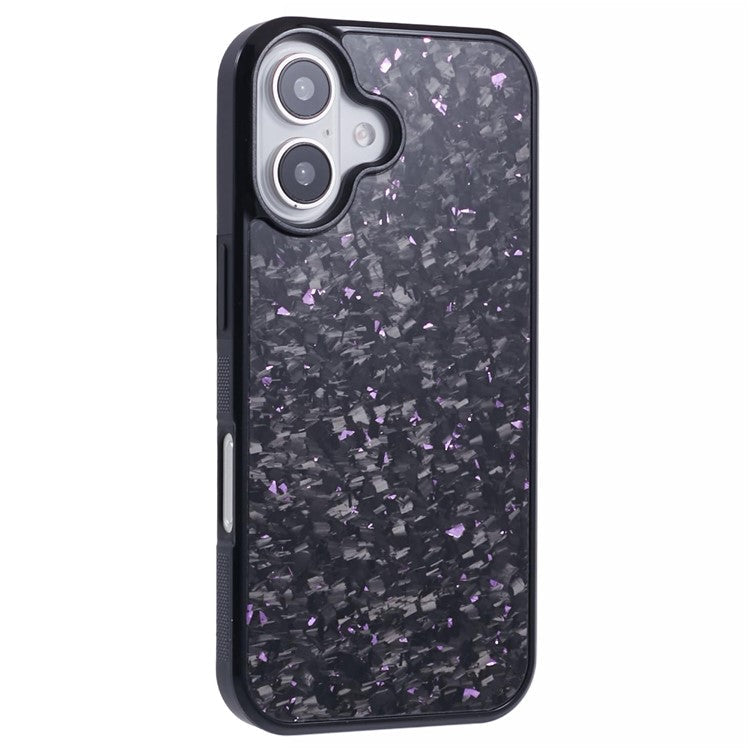 For iPhone 16 Plus Magnetic Case Forged Texture Aramid Fiber+TPU Anti-Slip Phone Cover - Purple