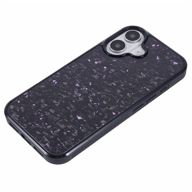 For iPhone 16 Plus Magnetic Case Forged Texture Aramid Fiber+TPU Anti-Slip Phone Cover - Purple