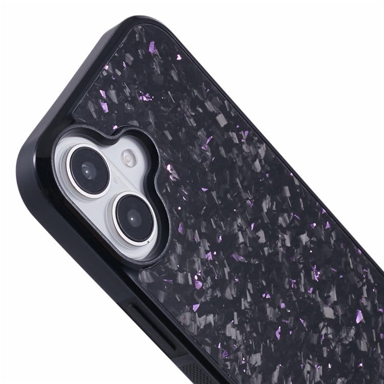 For iPhone 16 Plus Magnetic Case Forged Texture Aramid Fiber+TPU Anti-Slip Phone Cover - Purple