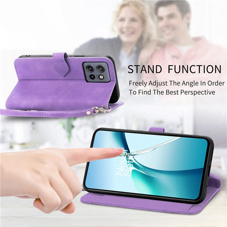 Case For Motorola Edge 50 Neo 5G / Moto S50 5G / Thinkphone 25 5G Zipper Wallet PU Leather Flower Imprint Phone Cover - Light Purple