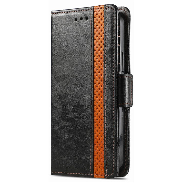 CASENEO 002 Series For Motorola Edge 50 Neo 5G Case Stand Wallet Splicing PU Leather Cover - Black