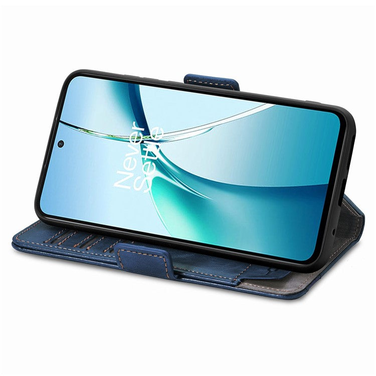 CASENEO 002 Series For Motorola Edge 50 Neo 5G Case Stand Wallet Splicing PU Leather Cover - Dark Blue