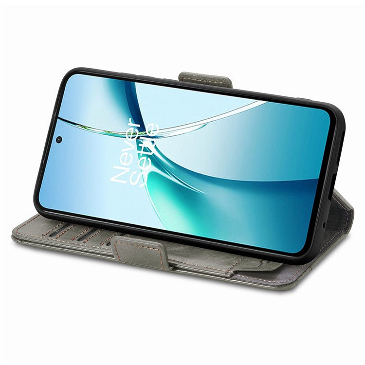 CASENEO 002 Series For Motorola Edge 50 Neo 5G Case Stand Wallet Splicing PU Leather Cover - Grey