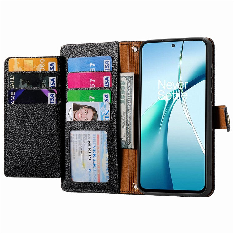 For Motorola Edge 50 Neo 5G / Moto S50 5G / Thinkphone 25 5G Case RFID Blocking Zipper Pocket Leather Wallet Phone Cover - Black