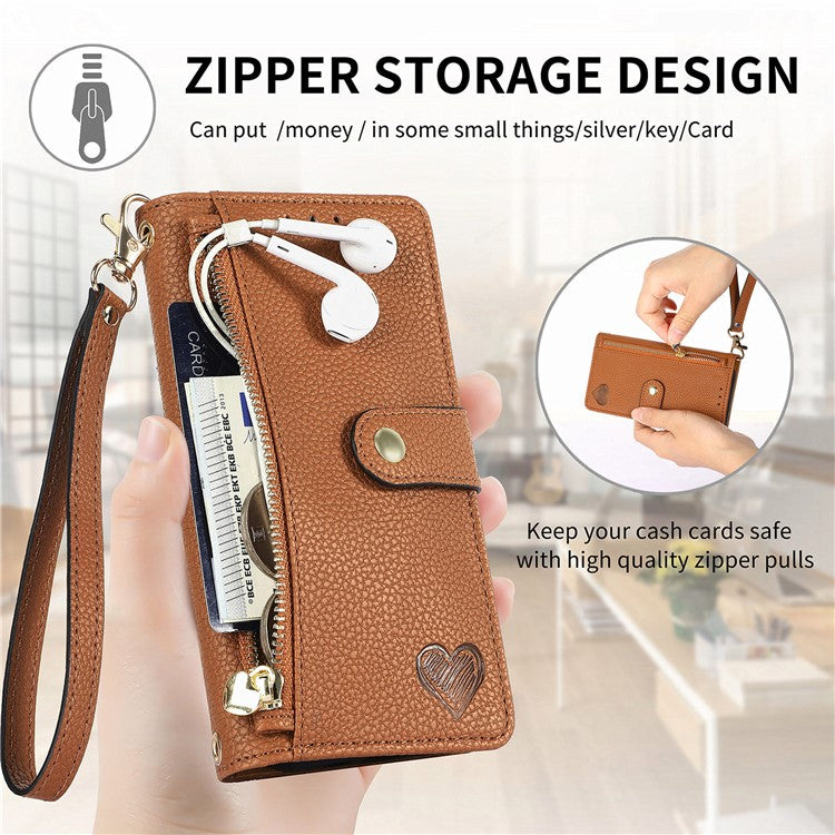 For Motorola Edge 50 Neo 5G / Moto S50 5G / Thinkphone 25 5G Case RFID Blocking Zipper Pocket Leather Wallet Phone Cover - Brown