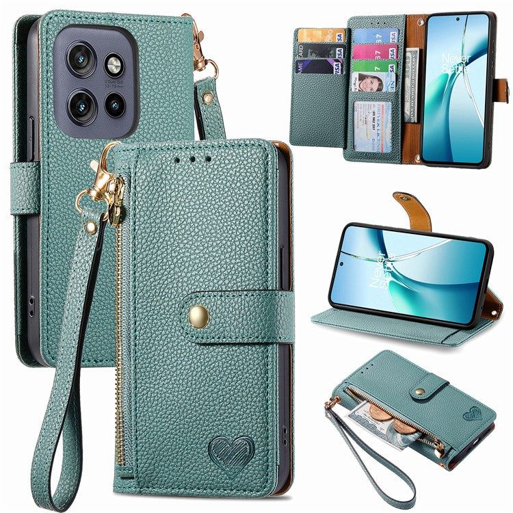For Motorola Edge 50 Neo 5G / Moto S50 5G / Thinkphone 25 5G Case RFID Blocking Zipper Pocket Leather Wallet Phone Cover - Green