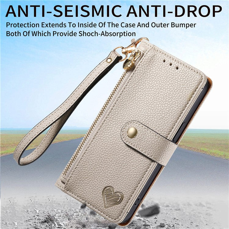 For Motorola Edge 50 Neo 5G / Moto S50 5G / Thinkphone 25 5G Case RFID Blocking Zipper Pocket Leather Wallet Phone Cover - Grey